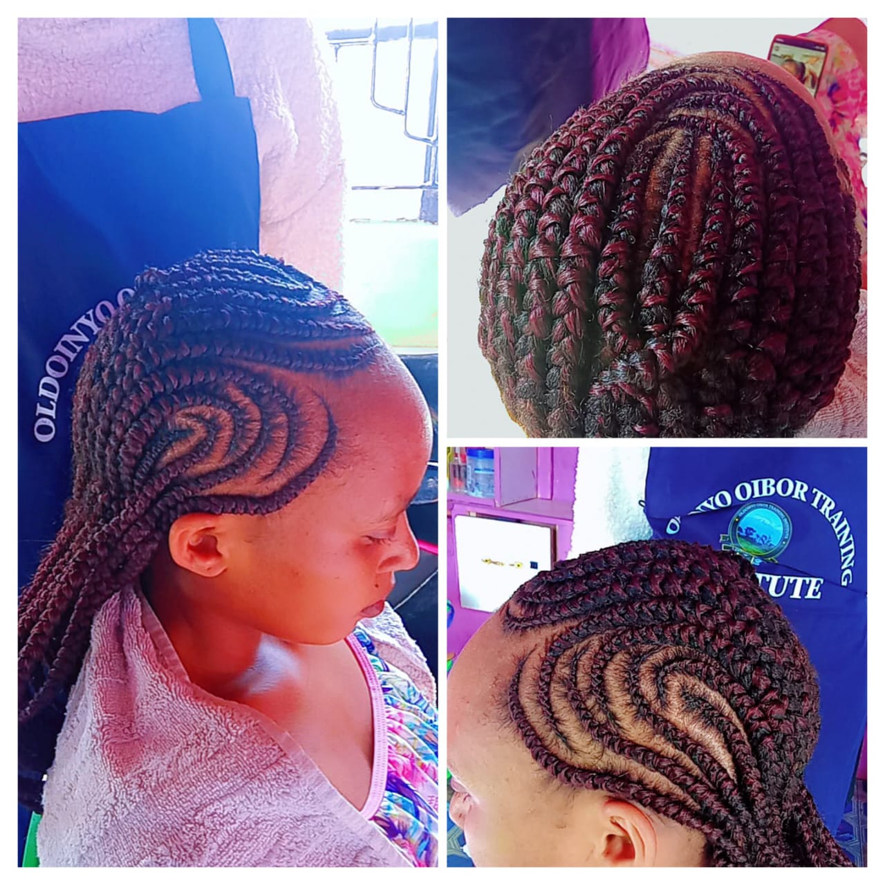 Braiding and styling work completed by OOTI cosmetology trainees